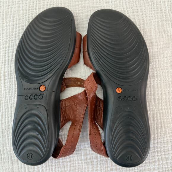 Ecco Leather Sandals Size 41 EU 10 US Adjustable Straps Comfort - Picture 7 of 9